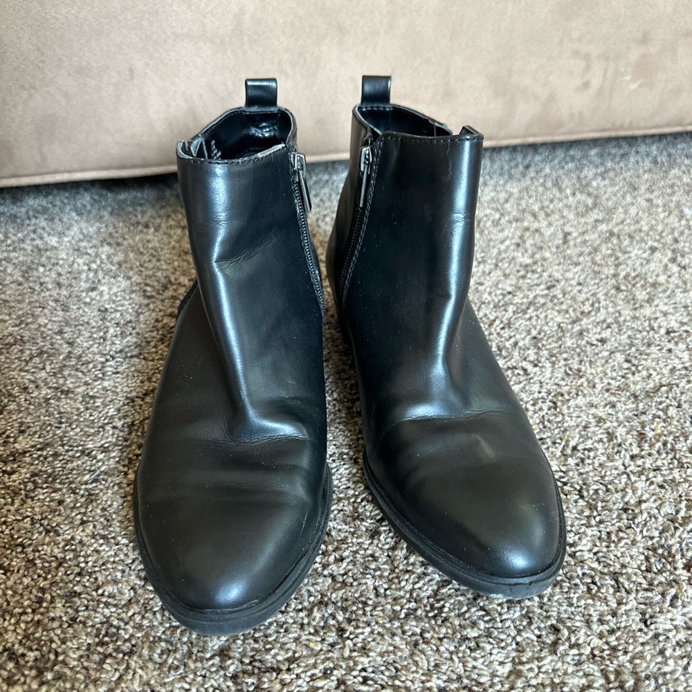 Black Leather Ankle Boots